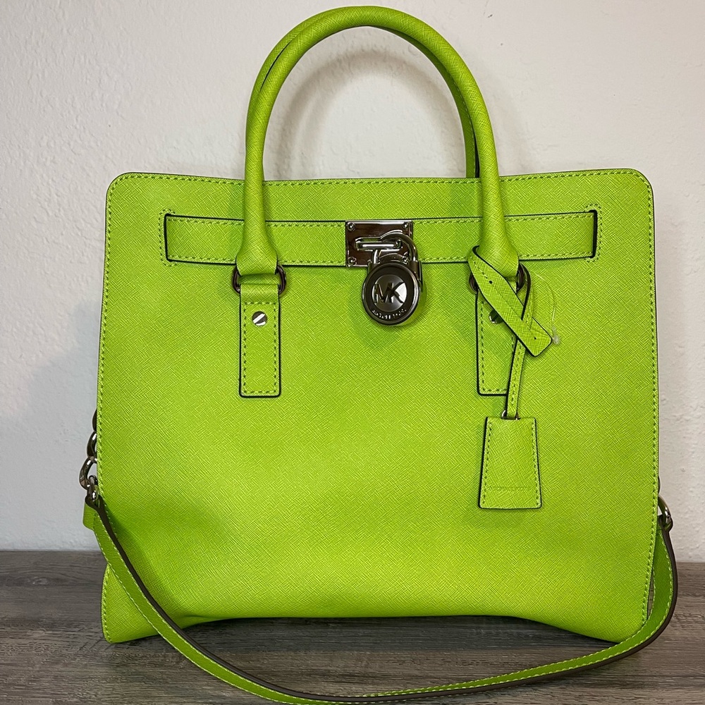 Michael Kors Hamilton Saffiano Large Satchel Bag, Pear BNWT